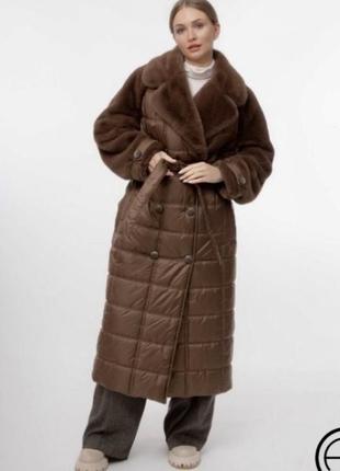 Alberto bini пальто зимнее коричневое пальто стеганое шоколад