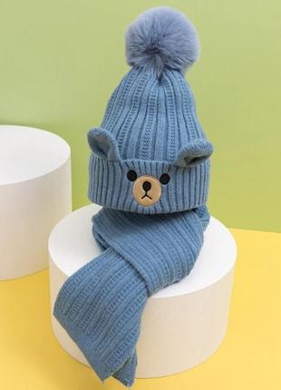Дитячий зимовий комплект шапка шарф1 фото