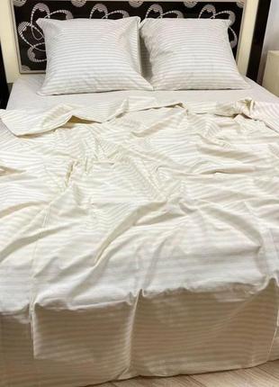 Комплект постельного белья бязь- люкс полоска молочная2 фото