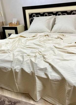 Комплект постельного белья бязь- люкс полоска молочная3 фото