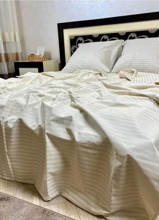 Комплект постельного белья бязь- люкс полоска молочная5 фото