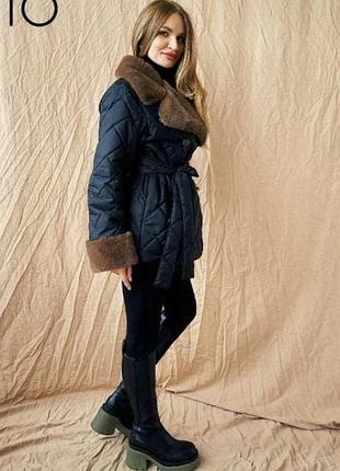 Alberto bini куртка жіноча чорна альберто біні стьобана куртка з хутром