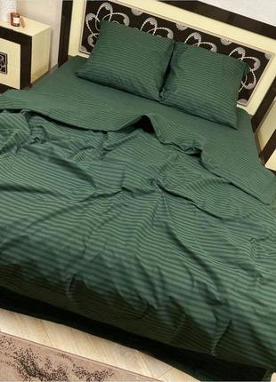 Комплект постільної білизни бязь- люкс смужка зелена