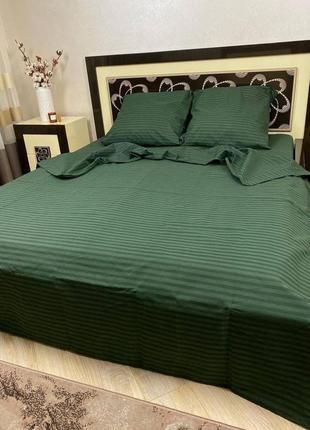 Комплект постільної білизни бязь- люкс смужка зелена