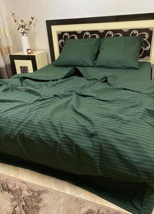 Комплект постільної білизни бязь- люкс смужка зелена