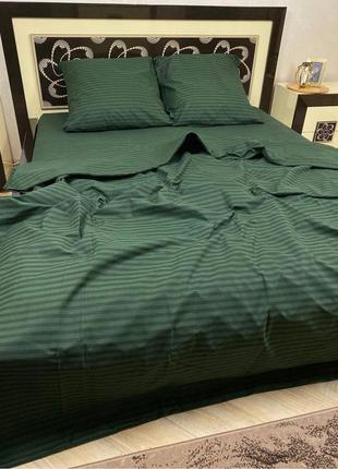 Комплект постільної білизни бязь- люкс смужка зелена