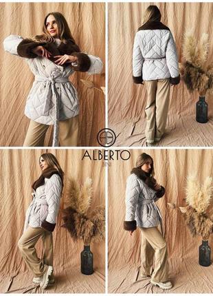 Alberto bini куртка жіноча чорна альберто біні стьобана куртка з хутром