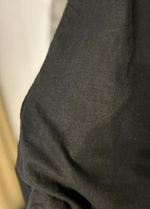 Льняной сарафан рубашка с коротким рукавом на потайных пуговицах с карманами4 фото