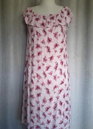 100% вискоза. женское натуральное вискозное летнее платье, сарафан, штапель мелкий цветок1 фото