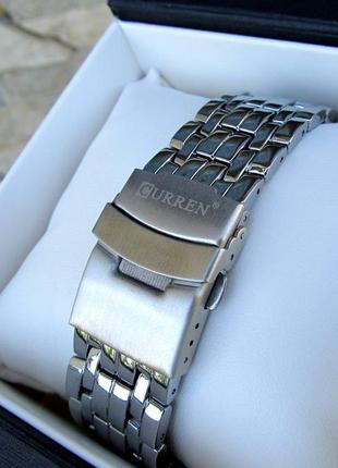 Часы мужские кварцевые curren chronometer наручные серебряные, карен