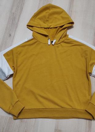 Стильный балахон из двухнити, толстовка худи-кроп с капюшоном оверсайз