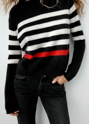 100% шерсть тёплый свитер в полоску шерстяной свитер джемпер3 фото