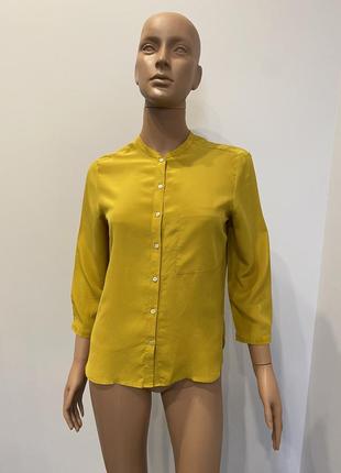 Шелковая горчичная блуза1 фото