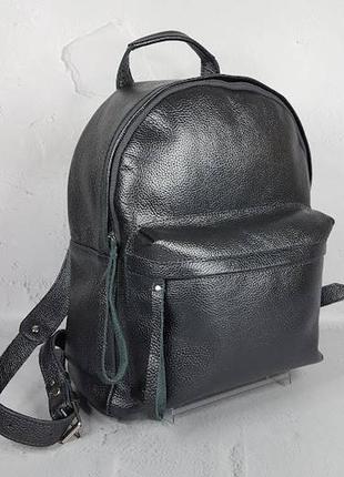 Жіночий шкіряний рюкзак, натуральна шкіра чорний2 фото