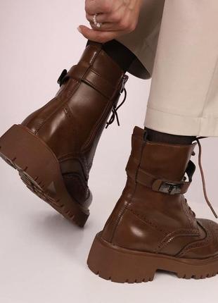 Ботинки коричневые, на меху, зима4 фото