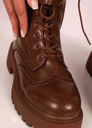 Ботинки коричневые, на меху, зима2 фото
