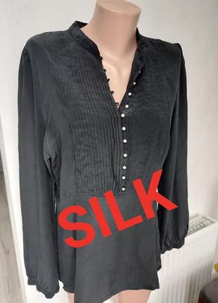 Блуза шелковая большого размера черная