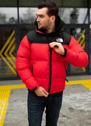 Розпродаж! зимова куртка the north face 700 1996 retro nuptse jacket black red5 фото