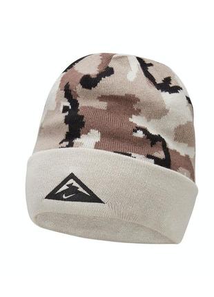 Nike trail camo running dri fit beanie dv3344-100 мужская шапка мужская камуфляж