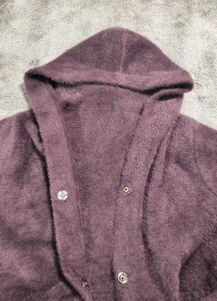 Пальто кардиган альпака с капюшоном3 фото