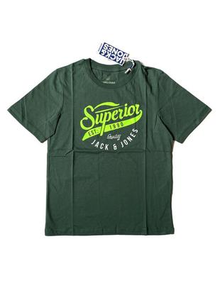Зелена футболка jack &amp; jones з логотипом, 164 см2 фото