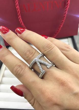 Брендовое кольцо valentino в серебре