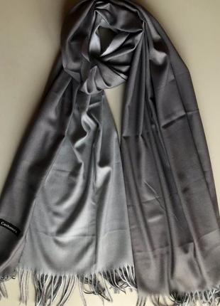 Кашеміровий шарф cashmere / сірий, світло-сірий2 фото