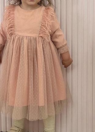 Святкова сукня плаття на рік/на два роки персикове рожеве2 фото