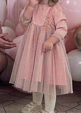Святкова сукня плаття на рік/на два роки персикове рожеве3 фото