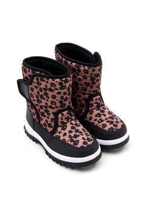 Теплі зимові чоботи дутики з леопардовим принтом 🖤2 фото