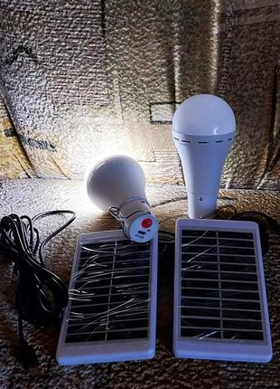 Лампа led с аккумулятором + солнечная панель.2 фото