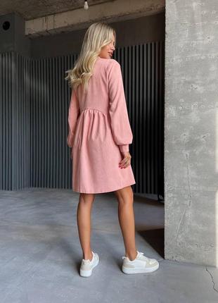 Платье вельветовое вельвет свободное пудра розовая4 фото
