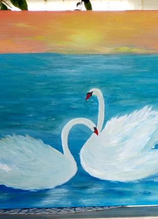 Картина, лебеди любви "