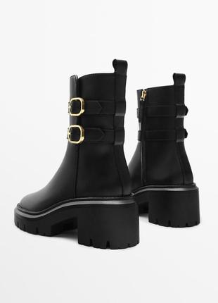 Massimo dutti кожаные ботинки с пряжками черные новые оригинал скидка3 фото