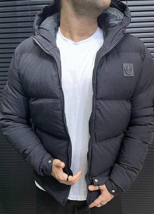 Бирюзовая куртка мужская теплая стеганная5 фото