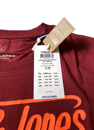 Бордовая футболка jack & jones с логотипом, 164 см4 фото
