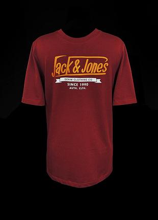 Бордовая футболка jack & jones с логотипом, 164 см