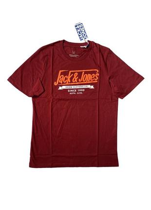 Бордова футболка jack &amp; jones з логотипом, 164 см2 фото