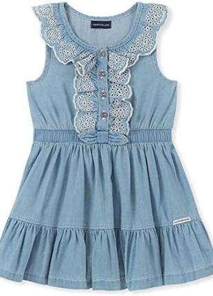 Красивое джинсовое легкое платье с вышивкой ришелье calvin klein jeans