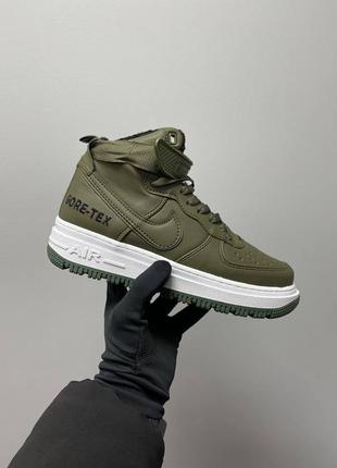 Мужские кроссовки с мехом nike air force gore-tex khaki fur#найк