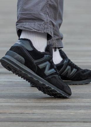 Женские кроссовки с мехом new balance 574 winter balck4 фото