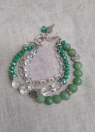 Тройной браслет из натуральных камней
