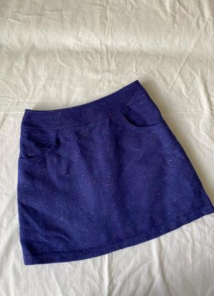Теплая шерстяная фиолетовая юбка-мини