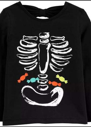 Реглан  halloween 🎃👻 светится в темноте скилет carter's toddler girls glow-in-the-dark halloween skeleton tee t-shirt