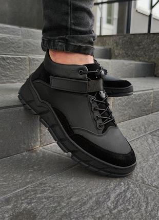 Зимние мужские ботинки black (мех) 40-41-43-44-45