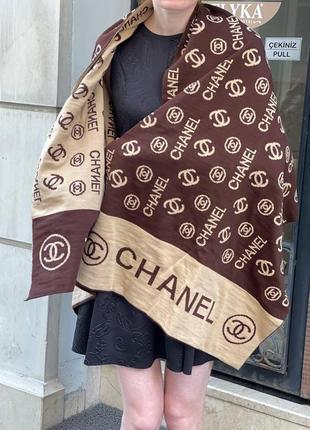 Теплый шарф палантин платок в стиле шанель chanel