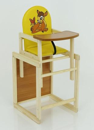 Дитячий дерев'яний стільчик для годування оленятко тм "мася" №20251 фото