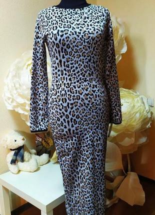 Вязанное платье леопард