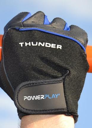Перчатки для фитнеса и тяжелой атлетики powerplay 9058 thunder черно-синие l10 фото