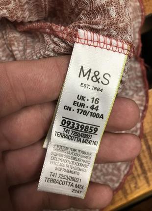 Женская блуза с узорами marks&spencer (маркс и спенсер ххлрр идеал оригинал бело-коричневая)4 фото